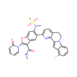 CNC(=O)c1c(-n2ccccc2=O)oc2cc(N(C)S(C)(=O)=O)c(-c3ccc4c(n3)-c3cc5c(F)cccc5n3CC4)cc12 ZINC000212235455