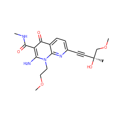 CNC(=O)c1c(N)n(CCOC)c2nc(C#C[C@](C)(O)COC)ccc2c1=O ZINC000096168455