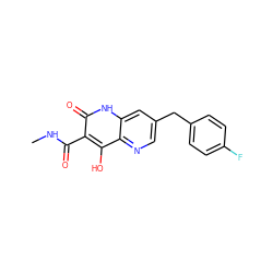 CNC(=O)c1c(O)c2ncc(Cc3ccc(F)cc3)cc2[nH]c1=O ZINC000040950154