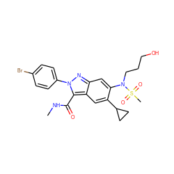 CNC(=O)c1c2cc(C3CC3)c(N(CCCO)S(C)(=O)=O)cc2nn1-c1ccc(Br)cc1 ZINC000096174194