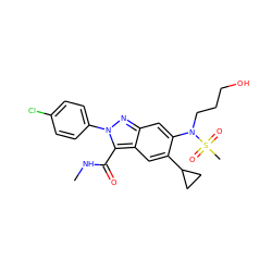 CNC(=O)c1c2cc(C3CC3)c(N(CCCO)S(C)(=O)=O)cc2nn1-c1ccc(Cl)cc1 ZINC000096174196