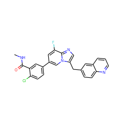 CNC(=O)c1cc(-c2cc(F)c3ncc(Cc4ccc5ncccc5c4)n3c2)ccc1Cl ZINC000473119315