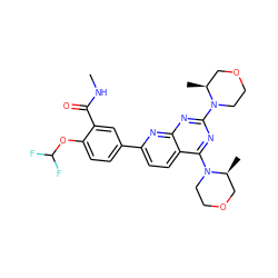 CNC(=O)c1cc(-c2ccc3c(N4CCOC[C@@H]4C)nc(N4CCOC[C@@H]4C)nc3n2)ccc1OC(F)F ZINC000059258614