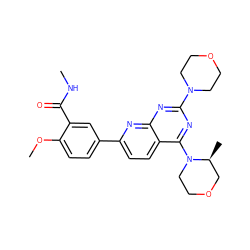 CNC(=O)c1cc(-c2ccc3c(N4CCOC[C@@H]4C)nc(N4CCOCC4)nc3n2)ccc1OC ZINC000113729311