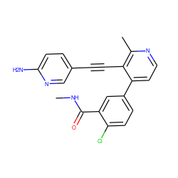 CNC(=O)c1cc(-c2ccnc(C)c2C#Cc2ccc(N)nc2)ccc1Cl ZINC000205551847