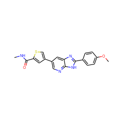 CNC(=O)c1cc(-c2cnc3[nH]c(-c4ccc(OC)cc4)nc3c2)cs1 ZINC000103248087