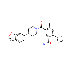 CNC(=O)c1cc(C(=O)N2CCC(c3ccc4ccoc4c3)CC2)c(C)cc1C1CCC1 ZINC000220779669