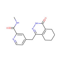 CNC(=O)c1cc(Cc2n[nH]c(=O)c3c2CCCC3)ccn1 ZINC000168436677