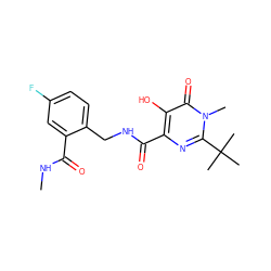 CNC(=O)c1cc(F)ccc1CNC(=O)c1nc(C(C)(C)C)n(C)c(=O)c1O ZINC000029047815