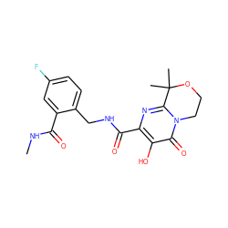 CNC(=O)c1cc(F)ccc1CNC(=O)c1nc2n(c(=O)c1O)CCOC2(C)C ZINC000035012470