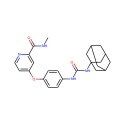 CNC(=O)c1cc(Oc2ccc(NC(=O)NC34CC5CC(CC(C5)C3)C4)cc2)ccn1 ZINC000096272357