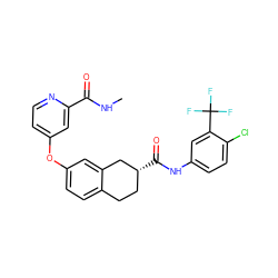 CNC(=O)c1cc(Oc2ccc3c(c2)C[C@H](C(=O)Nc2ccc(Cl)c(C(F)(F)F)c2)CC3)ccn1 ZINC000066128427