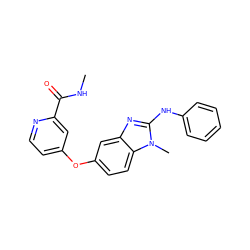 CNC(=O)c1cc(Oc2ccc3c(c2)nc(Nc2ccccc2)n3C)ccn1 ZINC000040896434