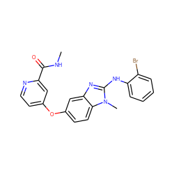 CNC(=O)c1cc(Oc2ccc3c(c2)nc(Nc2ccccc2Br)n3C)ccn1 ZINC000040897280