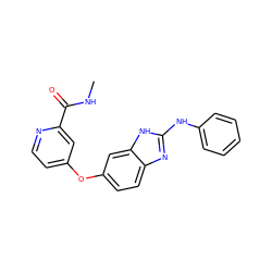 CNC(=O)c1cc(Oc2ccc3nc(Nc4ccccc4)[nH]c3c2)ccn1 ZINC000045495862