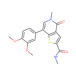 CNC(=O)c1cc2c(=O)n(C)cc(-c3ccc(OC)c(OC)c3)c2s1 ZINC000653693910