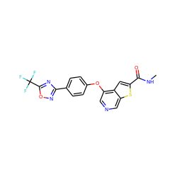 CNC(=O)c1cc2c(Oc3ccc(-c4noc(C(F)(F)F)n4)cc3)cncc2s1 ZINC000013864421