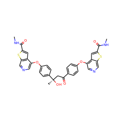 CNC(=O)c1cc2c(Oc3ccc(C(=O)C[C@@](C)(O)c4ccc(Oc5cncc6sc(C(=O)NC)cc56)cc4)cc3)cncc2s1 ZINC000027105555