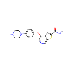 CNC(=O)c1cc2c(Oc3ccc(N4CCN(C)CC4)cc3)cncc2s1 ZINC000013864412