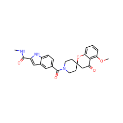 CNC(=O)c1cc2cc(C(=O)N3CCC4(CC3)CC(=O)c3c(OC)cccc3O4)ccc2[nH]1 ZINC000049067731