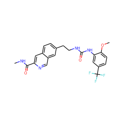 CNC(=O)c1cc2ccc(CCNC(=O)Nc3cc(C(F)(F)F)ccc3OC)cc2cn1 ZINC000038347541