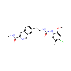 CNC(=O)c1cc2ccc(CCNC(=O)Nc3cc(C)c(Cl)cc3OC)cc2cn1 ZINC000036410060