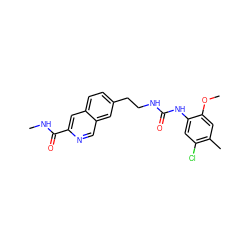 CNC(=O)c1cc2ccc(CCNC(=O)Nc3cc(Cl)c(C)cc3OC)cc2cn1 ZINC000071329664