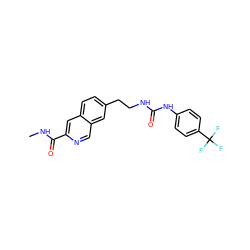 CNC(=O)c1cc2ccc(CCNC(=O)Nc3ccc(C(F)(F)F)cc3)cc2cn1 ZINC000036409738