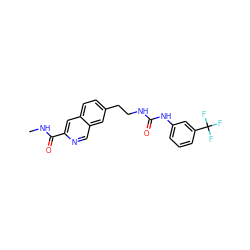 CNC(=O)c1cc2ccc(CCNC(=O)Nc3cccc(C(F)(F)F)c3)cc2cn1 ZINC000071317701