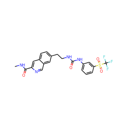 CNC(=O)c1cc2ccc(CCNC(=O)Nc3cccc(S(=O)(=O)C(F)(F)F)c3)cc2cn1 ZINC000036411366