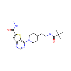 CNC(=O)c1cc2ncnc(N3CCC(CCNC(=O)C(C)(C)C)CC3)c2s1 ZINC000095592542