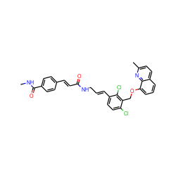 CNC(=O)c1ccc(/C=C/C(=O)NC/C=C/c2ccc(Cl)c(COc3cccc4ccc(C)nc34)c2Cl)cc1 ZINC000008654502