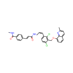 CNC(=O)c1ccc(/C=C/C(=O)NC/C=C\c2ccc(Cl)c(COc3cccc4ccc(C)nc34)c2Cl)cc1 ZINC000004823853