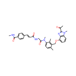 CNC(=O)c1ccc(/C=C/C(=O)NCC(=O)N(C)c2ccc(C)c(COc3cccc4c3nc(C(C)=O)n4C)c2C)cc1 ZINC000029388918