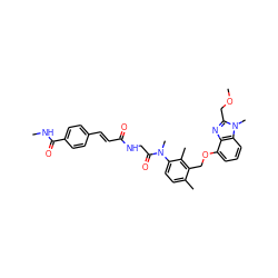 CNC(=O)c1ccc(/C=C/C(=O)NCC(=O)N(C)c2ccc(C)c(COc3cccc4c3nc(COC)n4C)c2C)cc1 ZINC000029392883