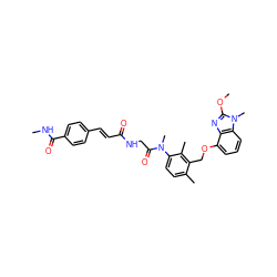 CNC(=O)c1ccc(/C=C/C(=O)NCC(=O)N(C)c2ccc(C)c(COc3cccc4c3nc(OC)n4C)c2C)cc1 ZINC000029390976