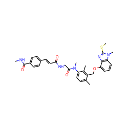 CNC(=O)c1ccc(/C=C/C(=O)NCC(=O)N(C)c2ccc(C)c(COc3cccc4c3nc(SC)n4C)c2C)cc1 ZINC000029388914