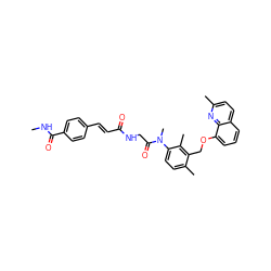 CNC(=O)c1ccc(/C=C/C(=O)NCC(=O)N(C)c2ccc(C)c(COc3cccc4ccc(C)nc34)c2C)cc1 ZINC000027524023