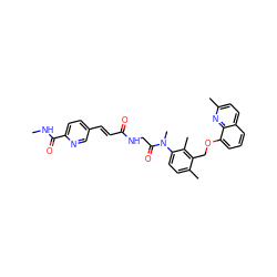 CNC(=O)c1ccc(/C=C/C(=O)NCC(=O)N(C)c2ccc(C)c(COc3cccc4ccc(C)nc34)c2C)cn1 ZINC000027327194