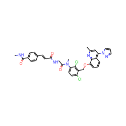 CNC(=O)c1ccc(/C=C/C(=O)NCC(=O)N(C)c2ccc(Cl)c(COc3cccc4c(-n5cccn5)cc(C)nc34)c2Cl)cc1 ZINC000029395130