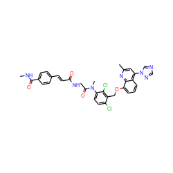 CNC(=O)c1ccc(/C=C/C(=O)NCC(=O)N(C)c2ccc(Cl)c(COc3cccc4c(-n5cncn5)cc(C)nc34)c2Cl)cc1 ZINC000029391984