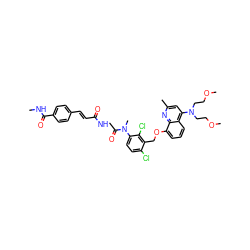 CNC(=O)c1ccc(/C=C/C(=O)NCC(=O)N(C)c2ccc(Cl)c(COc3cccc4c(N(CCOC)CCOC)cc(C)nc34)c2Cl)cc1 ZINC000026638866