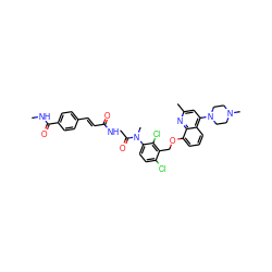 CNC(=O)c1ccc(/C=C/C(=O)NCC(=O)N(C)c2ccc(Cl)c(COc3cccc4c(N5CCN(C)CC5)cc(C)nc34)c2Cl)cc1 ZINC000026579760