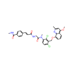 CNC(=O)c1ccc(/C=C/C(=O)NCC(=O)N(C)c2ccc(Cl)c(COc3cccc4c(OC)cc(C)nc34)c2Cl)cc1 ZINC000026729326