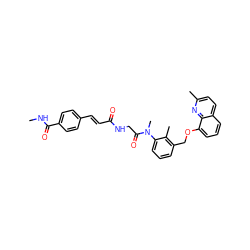 CNC(=O)c1ccc(/C=C/C(=O)NCC(=O)N(C)c2cccc(COc3cccc4ccc(C)nc34)c2C)cc1 ZINC000027523693