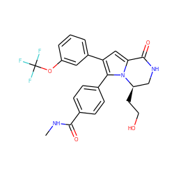 CNC(=O)c1ccc(-c2c(-c3cccc(OC(F)(F)F)c3)cc3n2[C@H](CCO)CNC3=O)cc1 ZINC000207207859