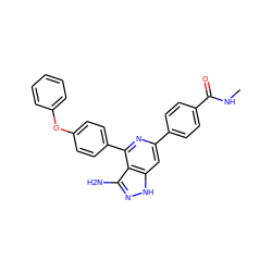 CNC(=O)c1ccc(-c2cc3[nH]nc(N)c3c(-c3ccc(Oc4ccccc4)cc3)n2)cc1 ZINC000204808701