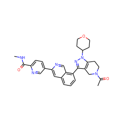 CNC(=O)c1ccc(-c2cc3cccc(-c4nn(C5CCOCC5)c5c4CN(C(C)=O)CC5)c3cn2)cn1 ZINC001772572810