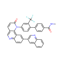 CNC(=O)c1ccc(-c2ccc(-n3c(=O)ccc4cnc5ccc(-c6cnc7ccccc7c6)cc5c43)cc2C(F)(F)F)cc1 ZINC000072175724