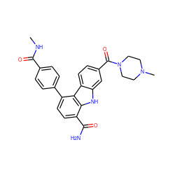 CNC(=O)c1ccc(-c2ccc(C(N)=O)c3[nH]c4cc(C(=O)N5CCN(C)CC5)ccc4c23)cc1 ZINC000473124078